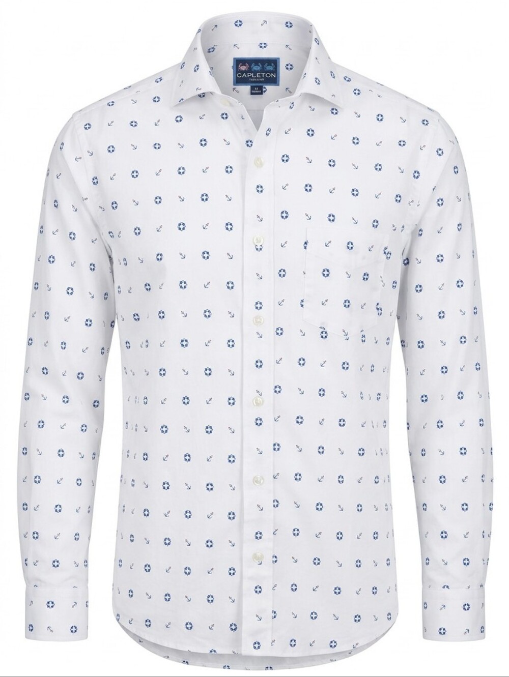 Charleston Threads Casual White Button-Up Shirt with Blue Micro Print - Men
